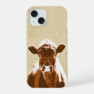 おもしろいブラウンカウファーム動物グラフィックアート iPhone 15ケース
