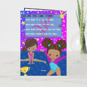 おもしろいブラウンガールズ体操カラーリングページ誕生日 カード (裏面)