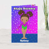 おもしろいブラウンガールズ体操カラーリングページ誕生日 カード (正面)