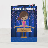 おもしろいブラウンガールズ体操シークレットメッセージ誕生日 カード (正面)