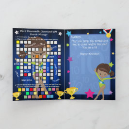 おもしろいブラウンガールズ体操シークレットメッセージ誕生日 カード