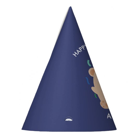 おもしろいブラウンベア子供の誕生日 パーティーハット (左)