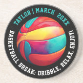 おもしろいブラックとスポーツカラフルバスケットボールスラムダンク コースター (正面)