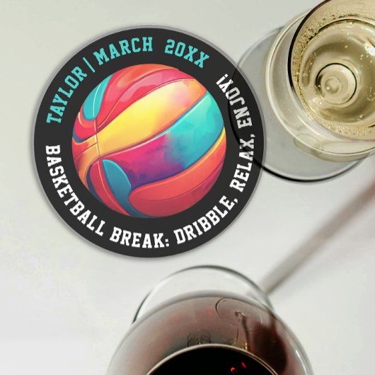 おもしろいブラックとスポーツカラフルバスケットボールスラムダンク コースター