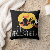おもしろいブラックウィッチカボチャハッピーハローウィン クッション (ブランケット)