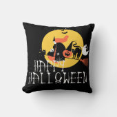 おもしろいブラックウィッチカボチャハッピーハローウィン クッション (正面)
