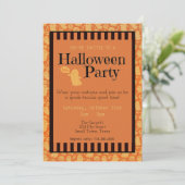 おもしろいブラックオレンジ幽霊かわいいハローウィンパーティ 招待状 (スタンド正面)