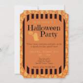 おもしろいブラックオレンジ幽霊かわいいハローウィンパーティ 招待状 (正面)