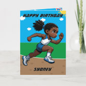 おもしろいブラックガールズトラックスターシークレットメッセージ誕生日 カード (正面)