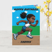 おもしろいブラックガールズトラックスターシークレットメッセージ誕生日 カード (黄色い花)