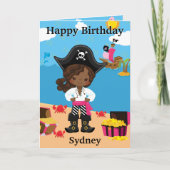 おもしろいブラックガールズパイレーツカラーミーハッピーバースデー カード (正面)
