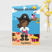 おもしろいブラックガールズパイレーツカラーミーハッピーバースデー カード (黄色い花)