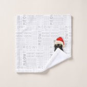 おもしろいブラックキャットインザサンタハットホリデー バスタオルセット (ウォッシュタオル)