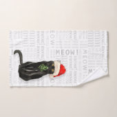 おもしろいブラックキャットインザサンタハットホリデー バスタオルセット (ハンドタオル)