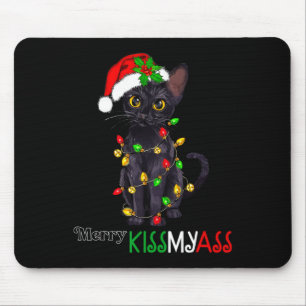 おもしろいブラックキャットキメリースミアスクリスマスパジャマスクリッツム マウスパッド