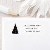 おもしろいブラックキャットマイオウィクリスマスツリー差出人住所 ラベル (インサイチュ)