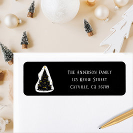 おもしろいブラックキャットマイオウィクリスマスツリー差出人住所 ラベル