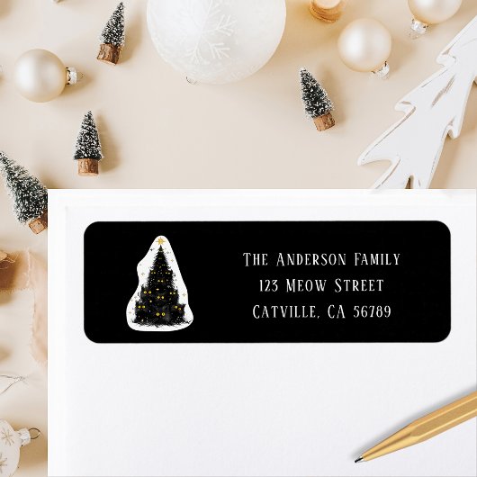 おもしろいブラックキャットマイオウィクリスマスツリー差出人住所 ラベル