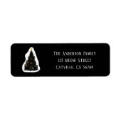 おもしろいブラックキャットマイオウィクリスマスツリー差出人住所 ラベル (正面)