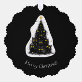 おもしろいブラックキャットマイオウィクリスマスツリー オーナメントカード (正面)