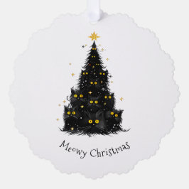 おもしろいブラックキャットマイオウィクリスマスツリー オーナメントカード