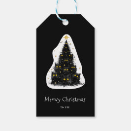 おもしろいブラックキャットマイオウィクリスマスツリー ギフトタグ