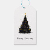 おもしろいブラックキャットマイオウィクリスマスツリー ギフトタグ (正面)