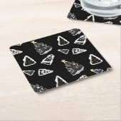 おもしろいブラックキャットマイオウィクリスマスツリー スクエアペーパーコースター (アングル)