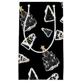 おもしろいブラックキャットマイオウィクリスマスツリー スモールペーパーバッグ