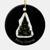 おもしろいブラックキャットマイオウィクリスマスツリー セラミックオーナメント (正面)