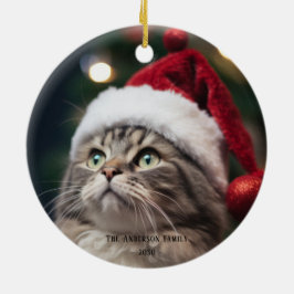 おもしろいブラックキャットマイオウィクリスマスツリー セラミックオーナメント