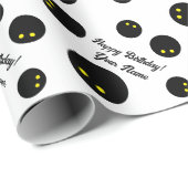 おもしろいブラックスカッシュ球模様スポーツ誕生日 ラッピングペーパー (ロールコーナー)