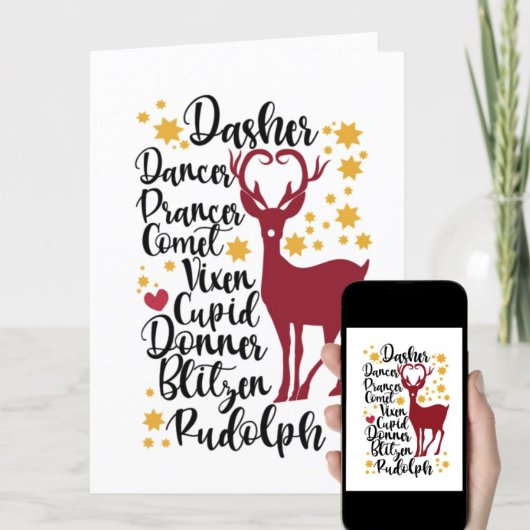 おもしろいブラックスクリプトサンタトナカイ名クリスマス シーズンカード