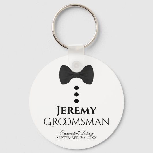 おもしろいブラックタイタキシードグロムスマン結婚式の引き出物 キーホルダー (正面)