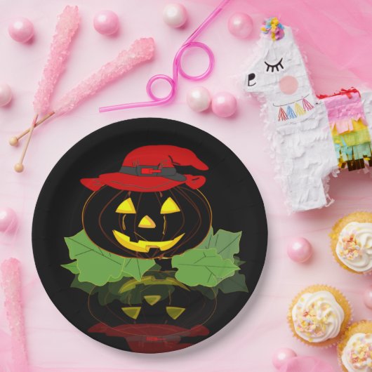 おもしろいブラックハローウィンパーティジャックオランタン ペーパープレート (パーティー)
