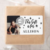 おもしろいブラックパーソナライズされたスクリプト写真名ギフト ラベル (インサイチュ)