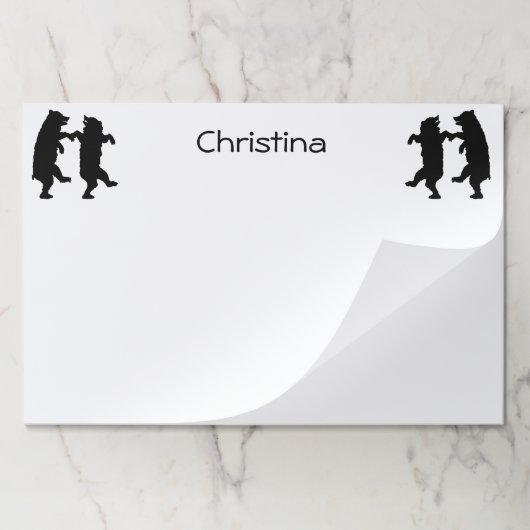 おもしろいブラックベアーシルエット踊りオンホワイト ペーパーパッド (折り畳み)