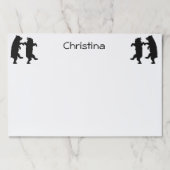 おもしろいブラックベアーシルエット踊りオンホワイト ペーパーパッド (正面)