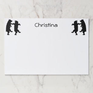 おもしろいブラックベアーシルエット踊りオンホワイト ペーパーパッド