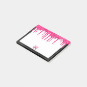 おもしろいブラックホットピンクグリッタードリップススモールクォーター ポストイット (アングル)