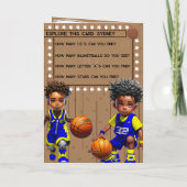 おもしろいブラックボーイバスケットボールカラーリングページ誕生日 カード (裏面)