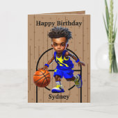 おもしろいブラックボーイバスケットボールカラーリングページ誕生日 カード (正面)