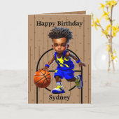 おもしろいブラックボーイバスケットボールカラーリングページ誕生日 カード (黄色い花)