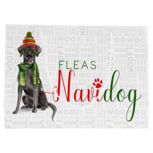 おもしろいブラックラボ付きクリスマスフラスNavidog ラージペーパーバッグ (裏面)