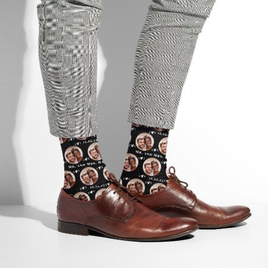 おもしろいブラック新婚カップルの写真パターン ソックス