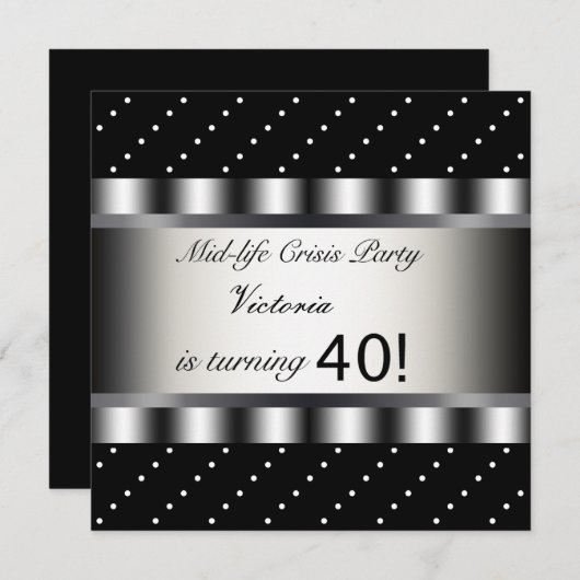 おもしろいブラック40th誕生日パーティの招待状 招待状 (正面/裏面)