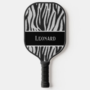 おもしろいブラック&ホワイトフェイクゼブラパターン（名前あり） ピックルボールラケット
