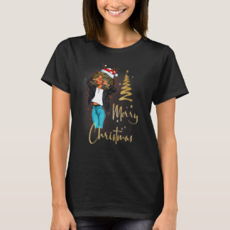 おもしろいブラック・ミセス・サンタはキリストを愛する女の子 Tシャツ
