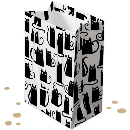 おもしろいブラック ミディアムペーパーバッグ