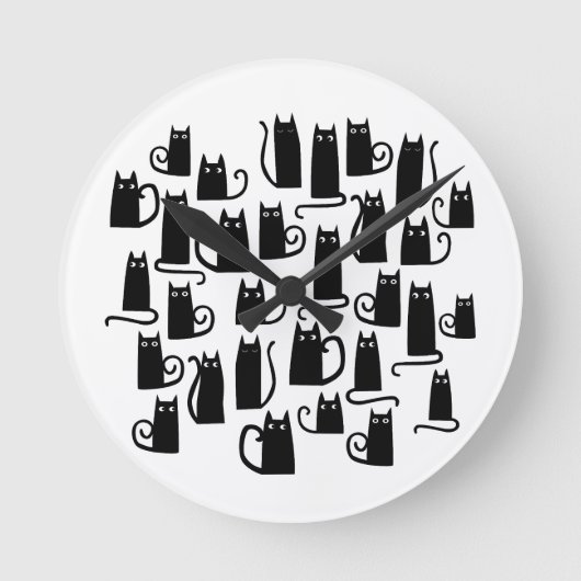 おもしろいブラック ラウンド壁時計 (正面)